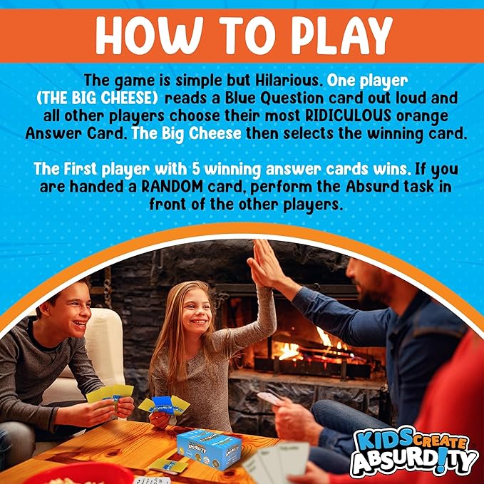 Kids Create Absurdity Funny Card Game for Kids Family Game Night Laugh Until You Cry- A Fun Fill in The Blank Card Game for Ages 6-12 Years Old
