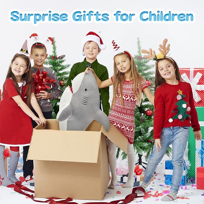 MorisMos 39inch Giant Shark Stuffed Animal, Large Stuffed Shark Plush Toys Pillow Gift for Kids Girlfriend, Gray