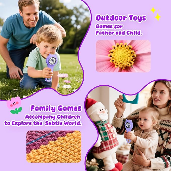 Microscope for Kids - Electronic Handheld Magnifying Glass for Children-STEM Outdoor Science Kit for Summer Travel & Camping Toy,Birthday Gifts Toys for 5-8 9-12 Year Old Girls（Purple）