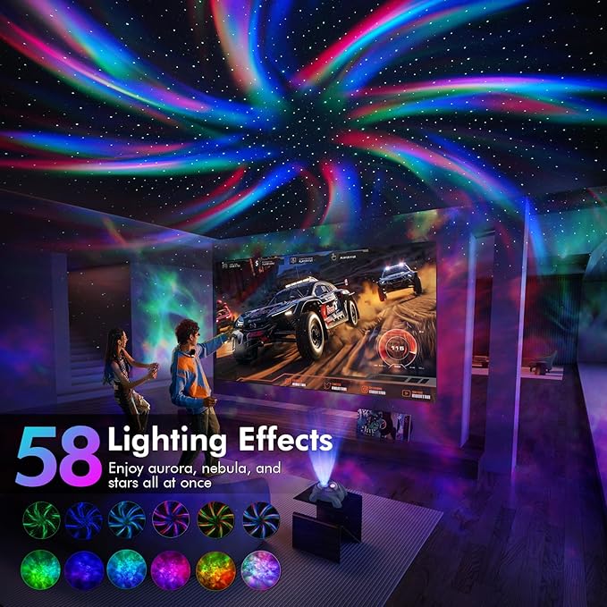 Rossetta Dual Lens Galaxy Projector, Star Projector for Bedroom with White Noise & Bluetooth Speaker, Remote, Timer, Aurora & Nebula Night Light for Party, Home Decor, Gifts for Kids Adults Teens