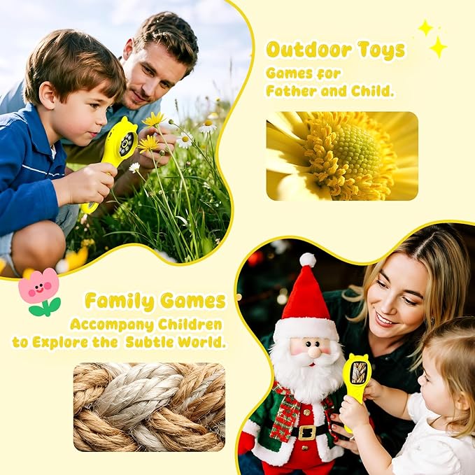 Handheld Microscope for Kids - Educational Science Toys, Christmas & Birthday Gifts for Age 5 6 7 8 9 10 11 12 Girls & Boys (Yellow)