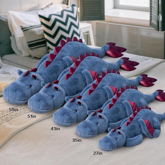Pterosaur Stuffed Animal with Wings - Cute Soft Dinosaurs Plush Toys Little Flying Dragon Plushies Pillow Doll Christmas Birthday Gifts for Kids Boys Girls (Blue,51.18inch/130cm)
