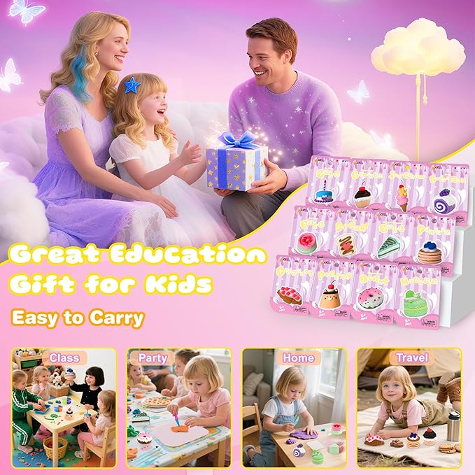 Nicella Air Dry Clay Kit, 12 Cakes Modeling Clay for Kids, Model Magic with Sculpting Tools and Tutorials, Safe & Non-Toxic, DIY Arts & Crafts School Projects, Home Party Favors for Boys & Girls