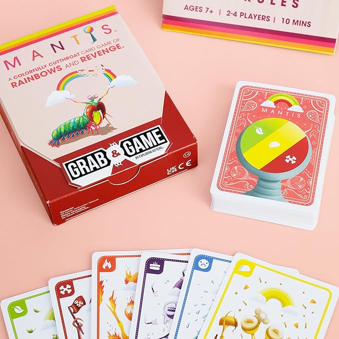 Exploding Kittens Mantis Grab & Game 2-4 Players - Ages 7+ - 10 Minutes to Play - Travel Sized Cutthroat Matching Card Game - Party, Family Night, Kid and Adult Card Game