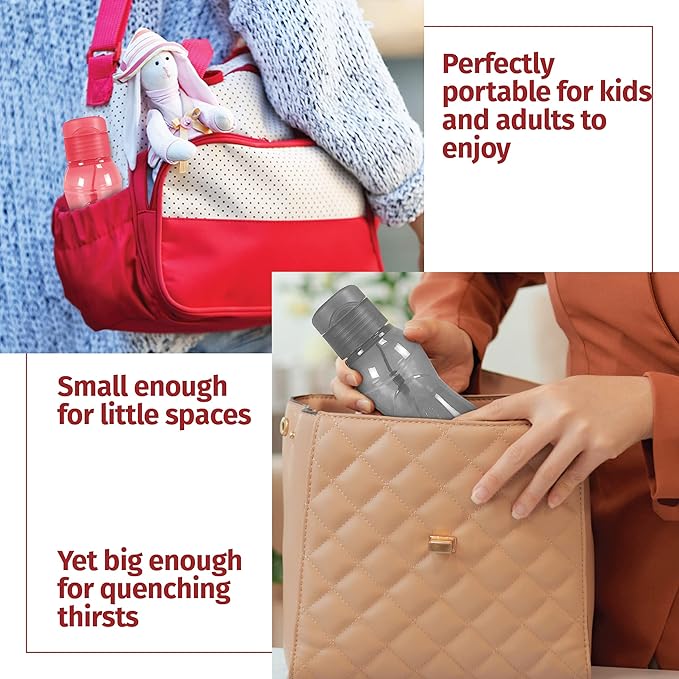 MILTON 8 pack 6 oz Kids Water Bottle for School Leak Free Flip Lid- Portable Small Sports Water Bottle for Adults Carry Strap Party Favors for Kids Treats Prizes Gifts Goodie Bag Stuffers Bulk Pack