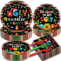 200Pcs Christmas Ugly Sweater Party Plates, Red and Green Ugly Xmas Sweater Party Decorations Supplies Winter Holidays Family Gathering Birthday Party Tableware Disposable Dinnerware Set , Serves 50