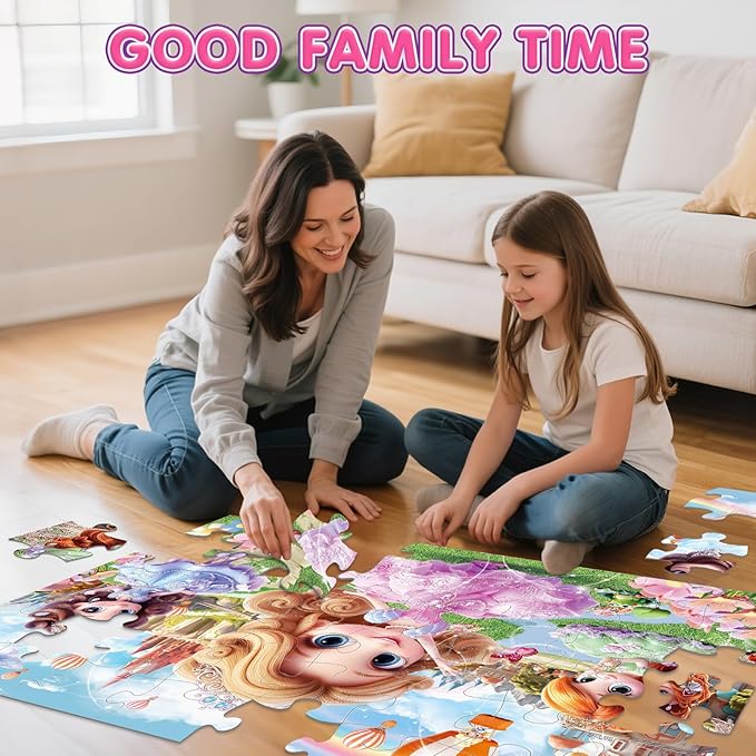 Jumbo Floor Puzzle for Kids,48 Piece Princess Large Jigsaw Puzzles,Puzzle for Toddler Ages 3-5,Preschool Educational Intellectual Development Toy Easter Gift for Boys & Girls Ages 4-8