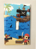 Boys Room Light Switch Cover Plate Kids Decorative Nursery Teen Toddler Room Decor Bedroom Bathroom Playroom (Pirate Ship)