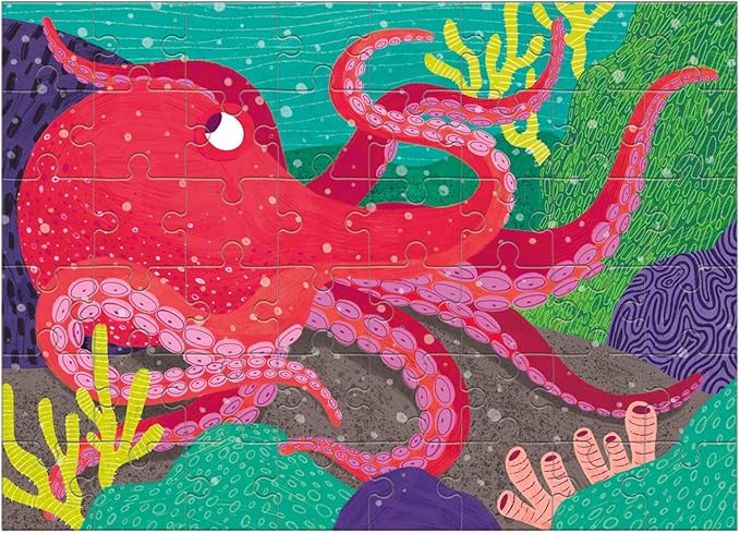 Mudpuppy Pacific Octopus – Mini Puzzle Featuring Vibrant Octopus Seascape Perfect Travel Activity for Children Ages 4 and Up