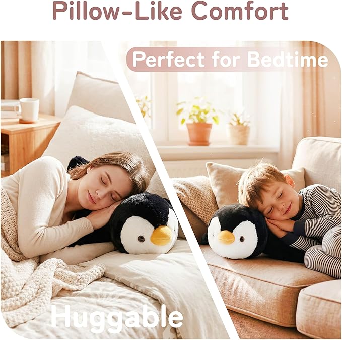 Niuniu Daddy Penguin Weighted Stuffed Animals for Kids & Adults, 20" | 3.3lb Large Weighted Plushies Pillow for Sleeping and Calming, Cute Lying Plush Toy Huggable Gift for Everyday Comfort