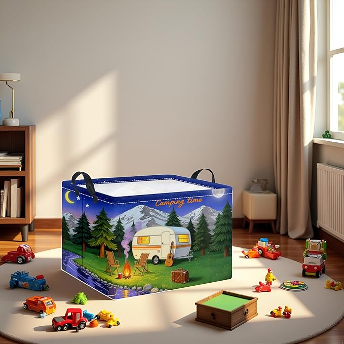 HIYAGON Rectangular Baby Girl Basket Kids Baby Storage Basket Toy Storage Bin Organizer Box Room Decor(Camping)