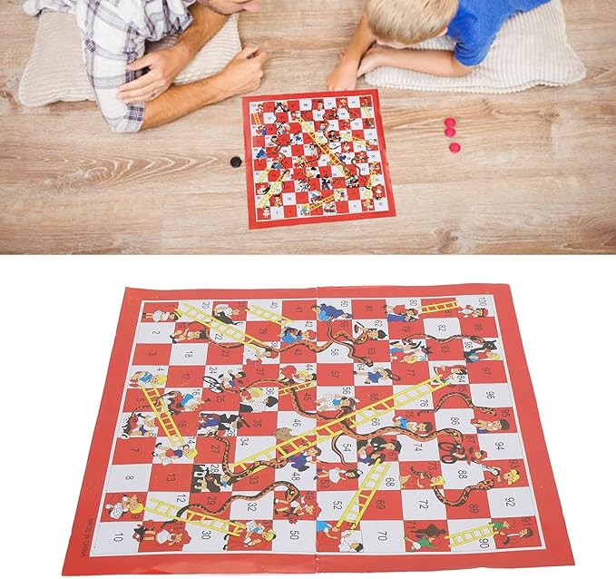 Snakes and Ladders Board Game, Ludo Board Game Chess Challenging Fun Enhance Relationship Board Game Set Snakes and Ladders for Outdoor Travel