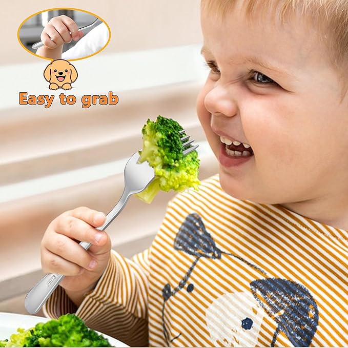 LIANYU 8-Piece Toddler Utensils Set, Stainless Steel Kids Silverware Set, 4 Kids Spoons and 4 Toddler Forks, Children Child Flatware Cutlery for Home Preschools, Dishwasher Safe