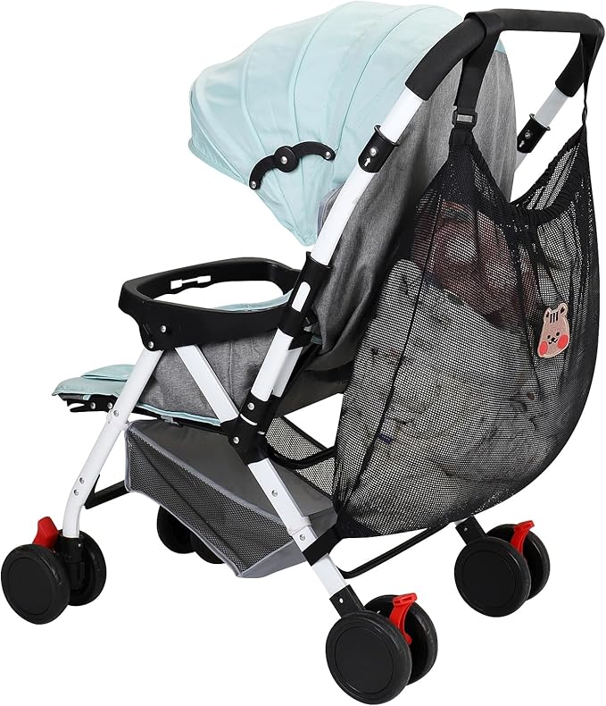 Accmor Universal Stroller Organizer, Large Storage Stroller Bag Fits for Uppababy, Nuna, Britax, Doona Strollers, Non-Slip Adjustable Storage Mesh Caddy Accessories for Stroller Crib
