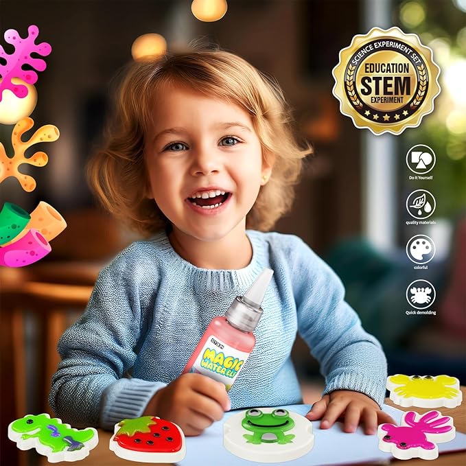 Magic Water Toy Elf Kit, Water Fairy Water Gel Kit with 12 Magic Gels, 12 Shape Molds, Fun Summer Toys Gifts Kids Birthday Party Favors, DIY STEM Aqua Kits Boys Girls Toys for Age 3+(12 Colors)
