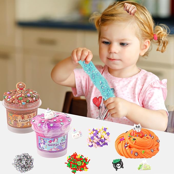 8 x 100ml Textures Slimes Kit for Kids, Slime Variety Pack Different Textures, with Bingsu, Water, Cloud, Butter Slime, Slimes Party Favors for Girls & Boys, Birthday Easter