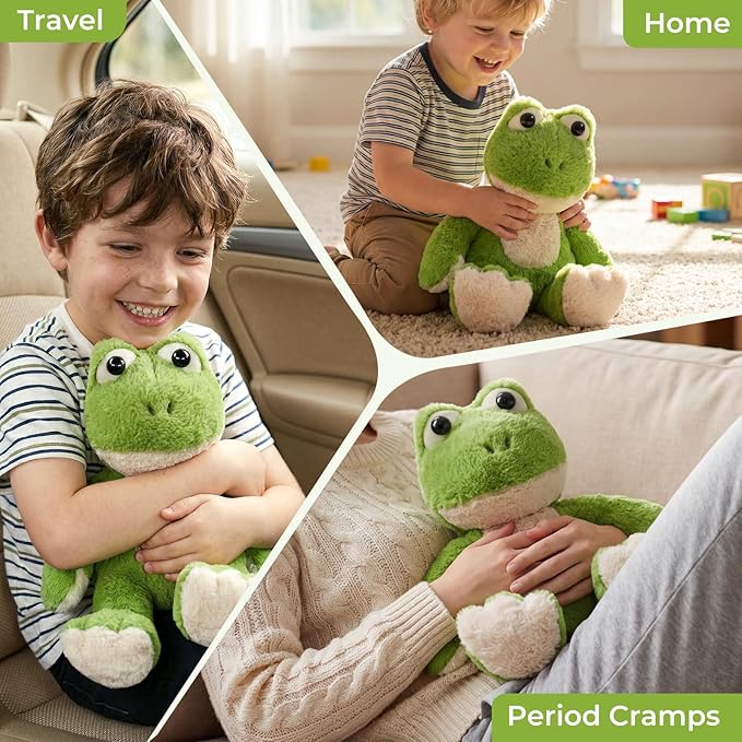 Microwavable Weighted Frog Plush,Heating Pad Stuffed Animals for Period Cramps, Heatable&Coolable Frog Stuffed Animal Toy with Lavender Scented for Pain Stress, Cozy Gifts for Kids Women