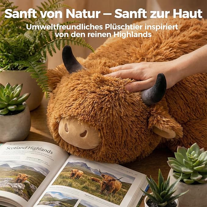 Mewaii Mom's Choice Award | 4 lbs Weighted Stuffed Animals Highland Cow - 23" Heavy Weighted Plush & Stuffy - Realistic Scottish Cow Plushy Gift for Kids & Adults - Large Cuddly Weighted Cow Toy