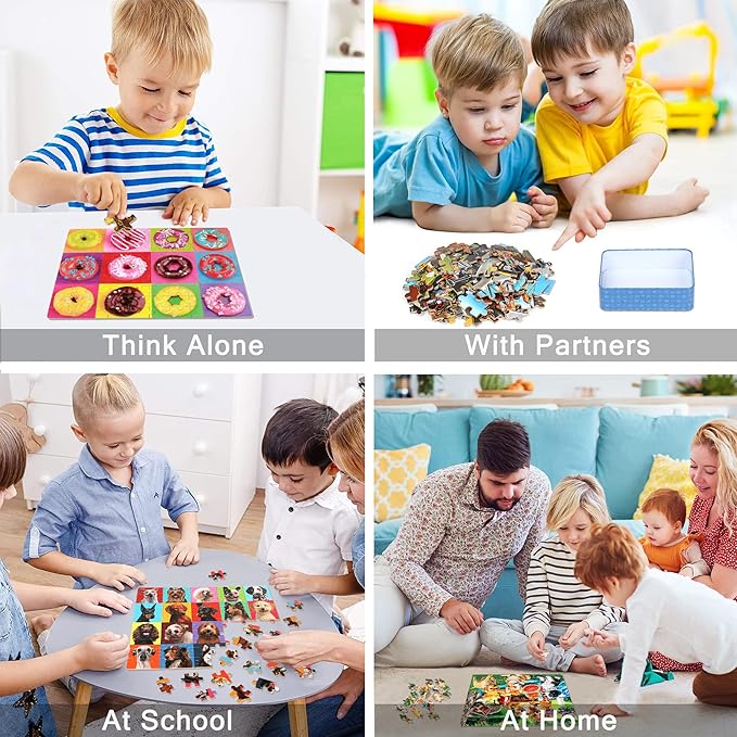 LELEMON Puzzles for Kids Ages 4-6,6 Pack 100 Piece Puzzles for Kids Ages 4-8 in a Metal Box,Educational Jigsaw Puzzles Puzzle Games Puzzle Toys for Girls and Boys