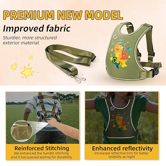 Safety Walking Harness for Big Kids 6-12, Anti-Elopement Vest Harness for Autism Special Needs ADHD, Reflective Leash with Handle for Autistic, Active Children, Adjustable Tether for Travel and Crowds