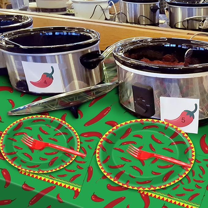 100 Pcs Chili Cook Off Party Plates and Napkins Set Pepper Birthday Decorations Mexican Party Supplies Mayo Tableware Fiesta Themed Party Favors for Red Chili Party Decorations Serves 25