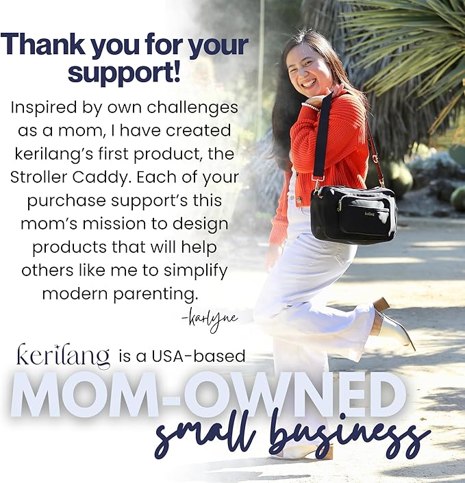 Universal Stroller Caddy with Cup Holder, Waterproof Small Diaper Bag, Stroller Organizer with Shoulder Straps, Baby Travel Bag with Wipes Pocket