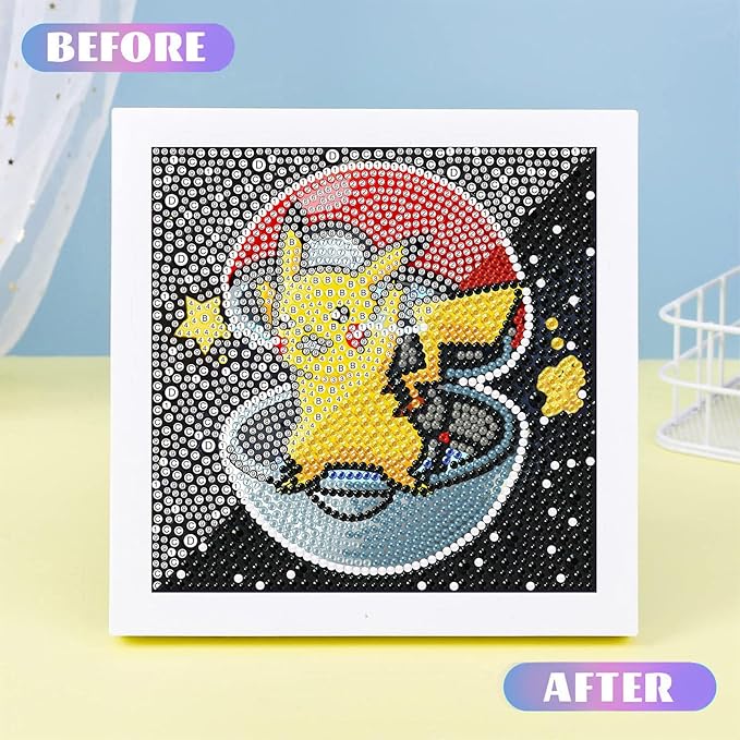 KOJEFCV Cartoon Diamond Art Painting Kits for Kids with Frame,Cartoon Diamond Art for Kids Ages 4-8-12,Easy Gem Kit Kid with Beautiful Package for Gift Home Wall Decor(7x7inch)