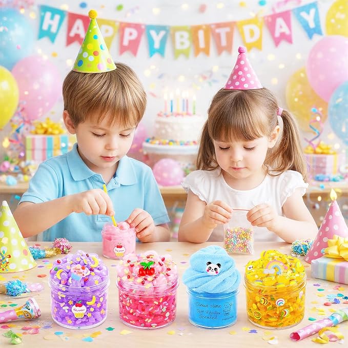Slime Kit 9 Pack, with 3 Jelly Cube Crunchy Slime and 3 Cloud Slime and 3 Butter Slime, Soft and Non-Sticky, DIY Toys for Girls Boys, Kids Party Stress Relief Toy, Birthday Favor, Surprise Gift