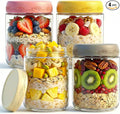 16 OZ 4Pack, Overnight Oats Jars with Lids, Glass Meal Prep Containers, Airtight Mason Jars for Breakfast, Yogurt Parfait, Salad & Smoothies, Leakproof and Reusable Food Storage Jars(4-2)