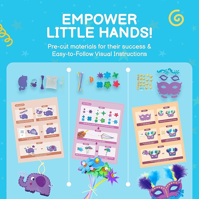 QuTZ Craft Kits for Kids Ages 4-8, 10-in-1 Toddler Craft Box, Build Projects that Glow, Float, Wearable and Playable, No prep and no Clean-up, Art and Crafts Supplies for Kids 4 5 6 7 8 Year Old