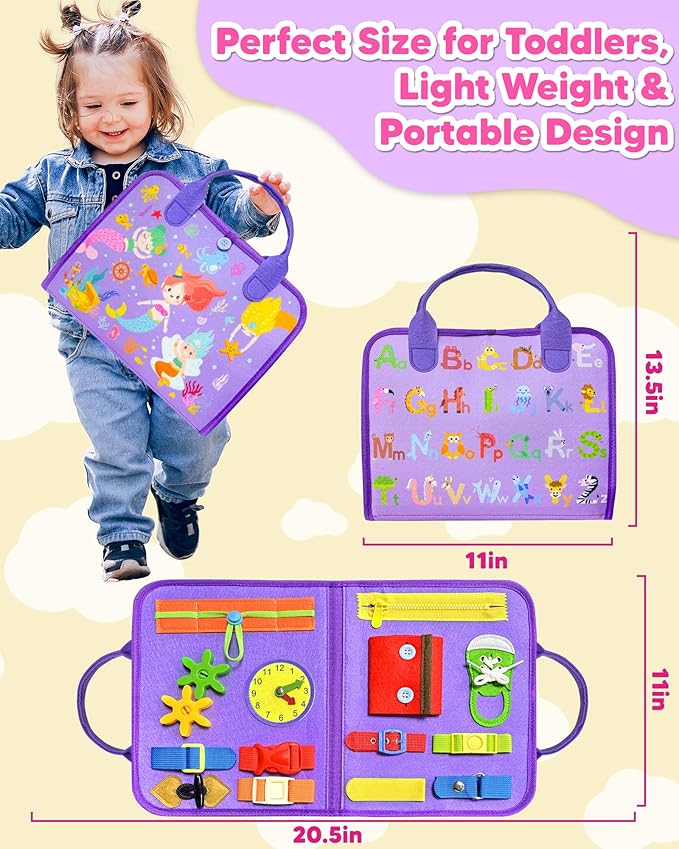 Exorany Busy Board Montessori Toys for Toddler Boy Girl Birthday Gifts, Busy Book Sensory Learning Toys for Toddlers, Toddler Airplane Car Travel Toy Educational Activities