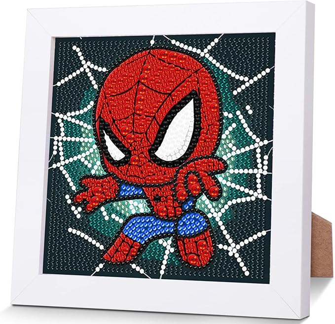 KOJEFCV Cartoon Diamond Art Painting Kits for Kids with Frame,Cartoon Diamond Art for Kids Ages 4-8-12,Easy Gem Kit Kid with Beautiful Package for Gift Home Wall Decor(7x7inch)