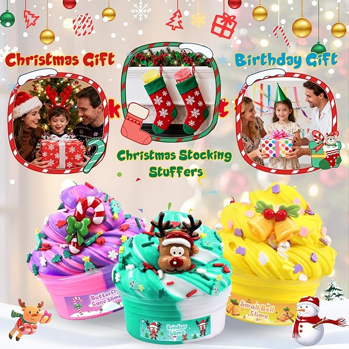 LAWOHO 15 Pack Fantasy Slime Kit for Kids, Super Soft and Non-Sticky Stress Relief Crunchy Slime Toys, DIY Butter Clear Slime Party Favor for Easter Christmas Birthday Goodie Bags Stuffers