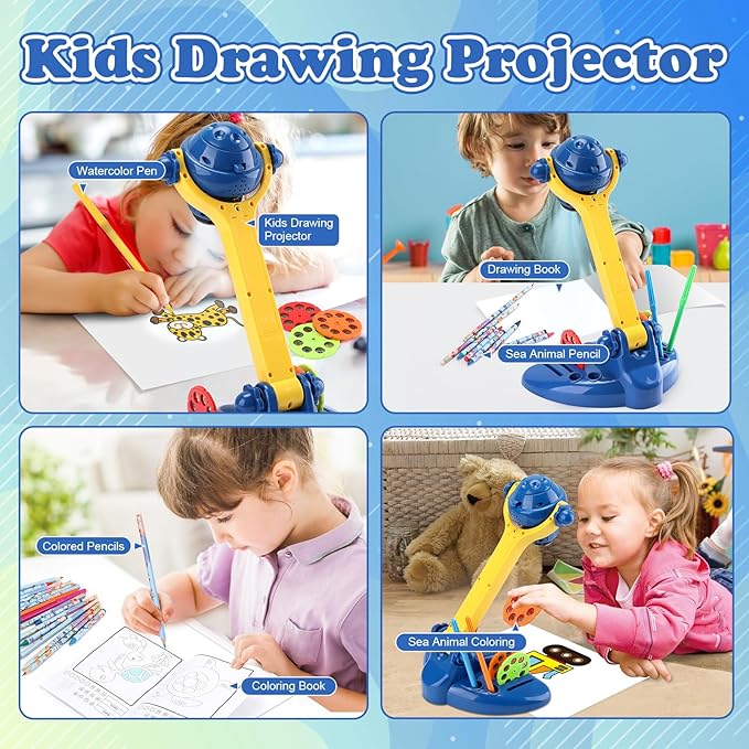 Hoarosall Drawing Projector Kit for Kids Ages 3+ Includes Drawing Projector for Easy tracing, Colored Pencils, Crayons & Activity Books.