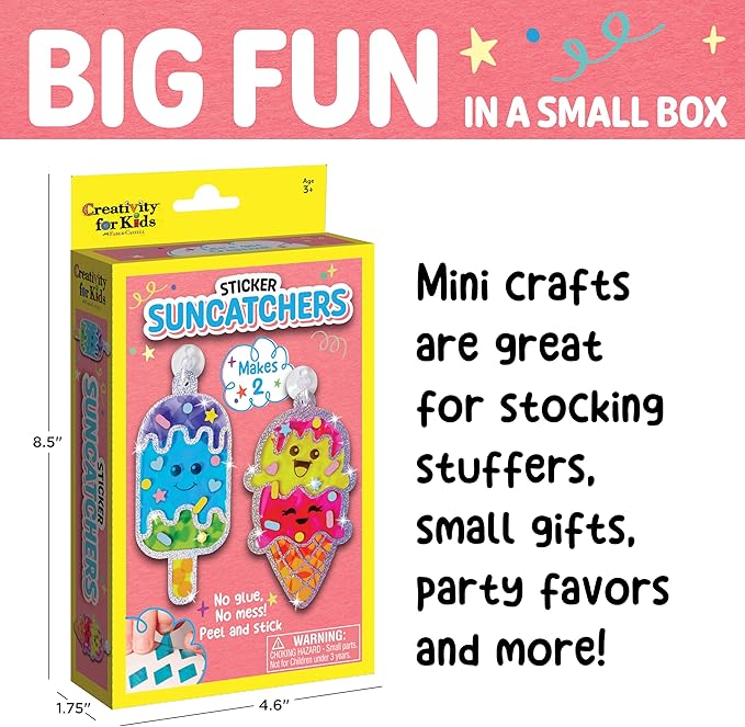 Creativity for Kids Sticker Sun Catchers Mini Craft Kit: Create 2 Suncatchers - Toddler Spring Crafts and Gifts, Arts & Crafts for Kids, Window Art for Kids (Ages 3+)