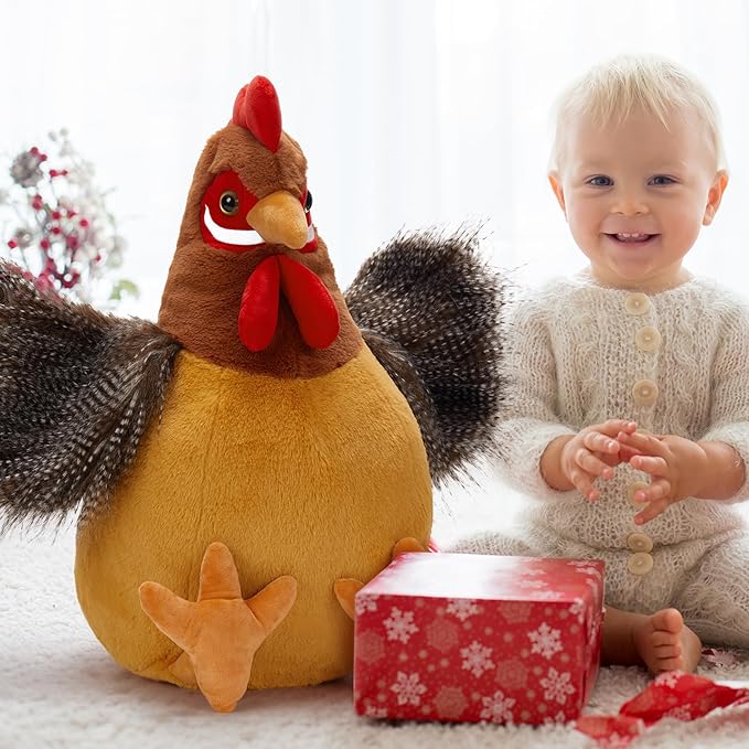 BENINY Giant Chicken Stuffed Animal, Realistic Jumbo Hen Plush Toy, 25.5" Cute Stuffed Rooster for Kids Girls Boys on Easter Christmas Birthday, Soft Farm Stuffed Animals Gift