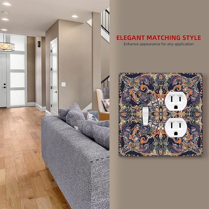 Wallplates Mandala Petals Retro Flowers 1 Toggle 1 Duplex Switch Plate Electrical Gfci Faceplate Decorative Light Switch Covers For Bed Room Home Decor