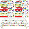 41Pcs Happy Birthday Decorations Colorful Birthday Party Supplies Set Rainbow Color Balloons Design Happy Birthday Paper Plates Napkins Tablecloth丨Birthday Decorations for Boys Girls Kids,Serve 20