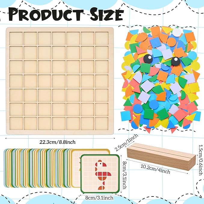 Soulchen 130 Pcs Wooden Matching Puzzle Blocks, Dementia Activities for Seniors, Elderly, Alzheimers Patients, Cognitive Therapy Puzzle, Brain Occupational Gift, Senior Care Gift, Nursing Home