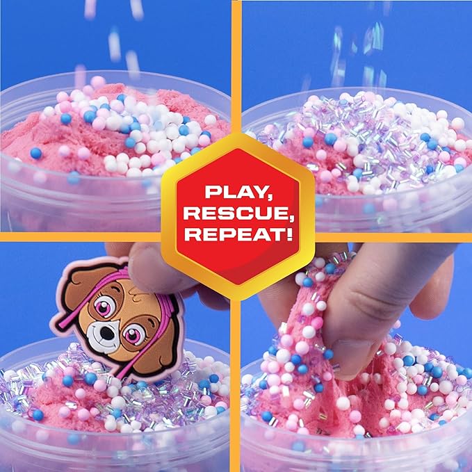 Paw Patrol SLIMYGLOOP Mix'Ems Bubblegum Cloud Slime, 2.5 oz With Fun Mix-Ins, Rubber Skye Charm, Toys for 3 Year Old Boys, Fidget Toy, Super Soft Non-Sticky Stress Relief Toy