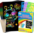 ZMLM Scratch Paper Art Crafts Kids Gifts, 100PCS Rainbow Scratch Paper Art for 3 4 5 6 7 8 9 Years Old Girls Boys, Arts and Crafts for Kids 4-6, Birthday Gifts Toys and Party Favors (Blue)