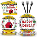 96 Pcs Red House Birthday Party Plates and Napkins Cartoon Dog Red House Decor Puppy Dog Theme Dessert Cake Plates Tableware Set for Kids Cartoon Birthday Baby Shower Party Favors Serve 24 Guests