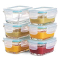 FineDine Small Glass Meal Prep Food Storage Container - Airtight, Leakproof, Microwave & Dishwasher Safe - Perfect for Snacks, Dips, 6 Count - Teal