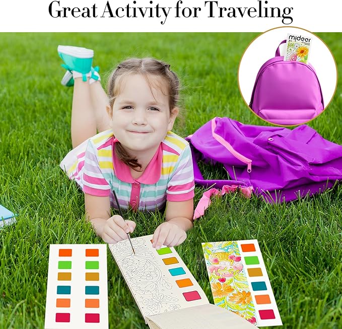JCREN Watercolor Painting Books, Pocket Watercolor Painting Coloring Kit, Paint with Water Bookmarks Travel Activity Party Favors for Kids Toddlers Gifts for Boys and Girls
