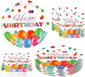 50 Pcs Happy Birthday Plates and Napkins, 9inch Colorful Dots Birthday Cake Dessert Plates, Disposable Paper Dinnerware Set for Birthdays Party Supplies Birthday Balloon, 25 Guests