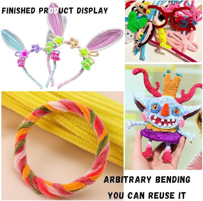 Pipe Cleaners,300PCS Multicolored,Pipe Cleaners Craft,Juegos para Niños,Arts and Crafts,Art Supplies,Craft Supplies Pipe Cleaners Bulk for Projects Creative DIY Decorations School Supplies for Kids ﻿