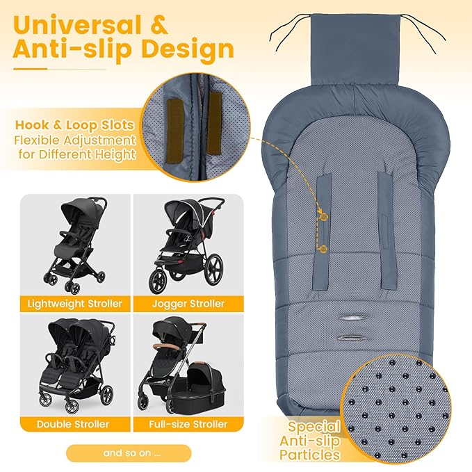 Orzbow Warm Bunting Bag Universal, Stroller Sleeping Bag Cold Weather, Waterproof Toddler Footmuff (Grey, Large)