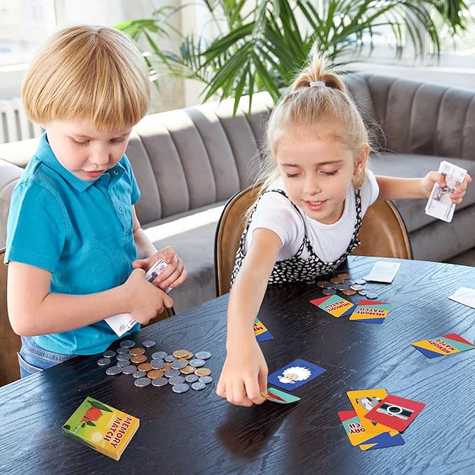 Etyishe Card Games for Kids Toddlers, Go Fish, Old Maid, Slap Jack and Memory Match, 4 Decks in 1 Pack, Fun Educational Gard Games for Family Game Night Table Games, Great Stocking Stuffers