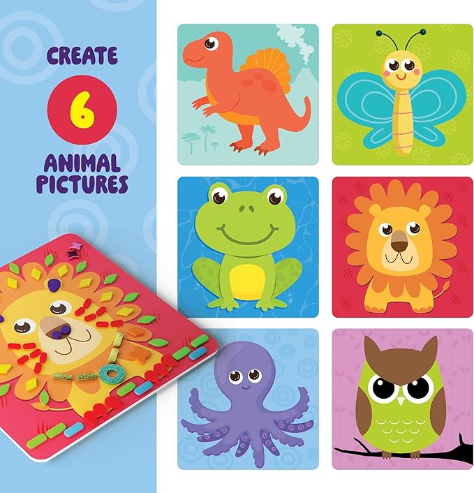 Dan&Darci Foam Sticker Art Craft for Kids - Toddler Arts & Crafts for Ages 3-5 - Boys 4-6 Birthday Gift - DIY Kid Activities Ages 3 4 5 6 Years - 4 Year Old Boy Gifts - Mess Free Craft Activity