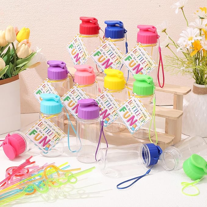 24 Set Water Bottles Bulk with Straws 12 oz End of the Year Gifts for Students Kindergarten Sports Water Bottle Summer Graduation Student Gifts from Teacher for School Classroom Party